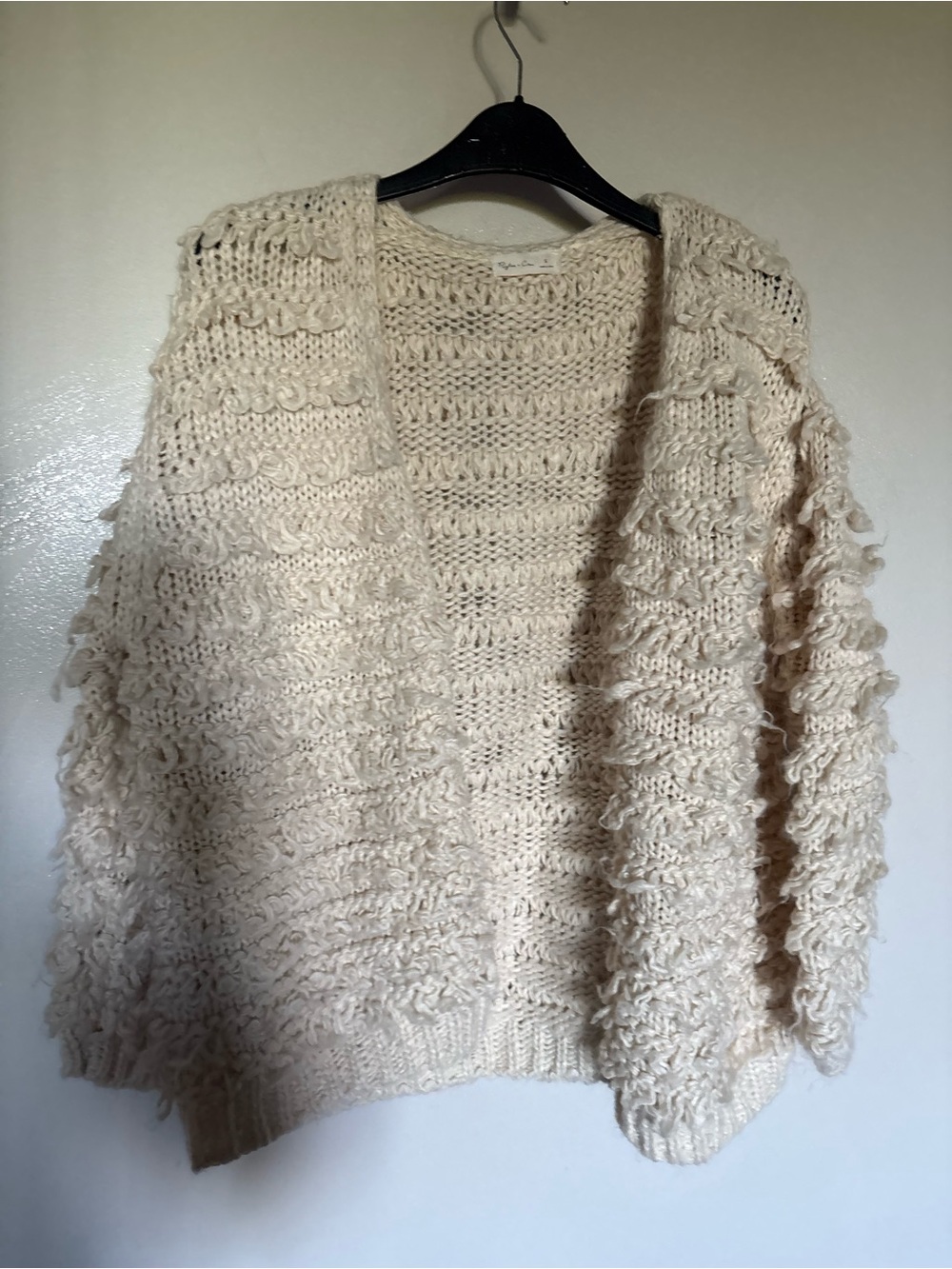 Rylee + Cru Cream Chunky Loop-Knit Open Cardigan